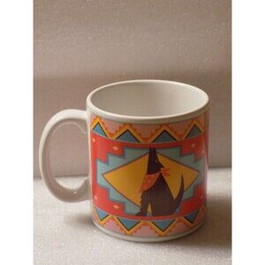 Native American Navajo Wolf Ceramic Coffee Mug Vandor 1989 14oz